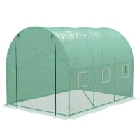 Serra da Giardino Tunnel 6 m² con Sistema di Irrigazione Integrato, 6 Finestre, Porta Avvolgibile, 3L x 2l m, Verde