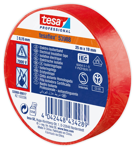 nastro isolante certificato rosso mm.19(mt.25) cod:ferx.98400