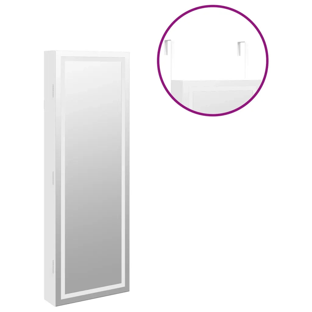 Armadio Portagioie a Specchio con Luci LED a Parete-Specchiera Portagioie con LED Bianco 819036