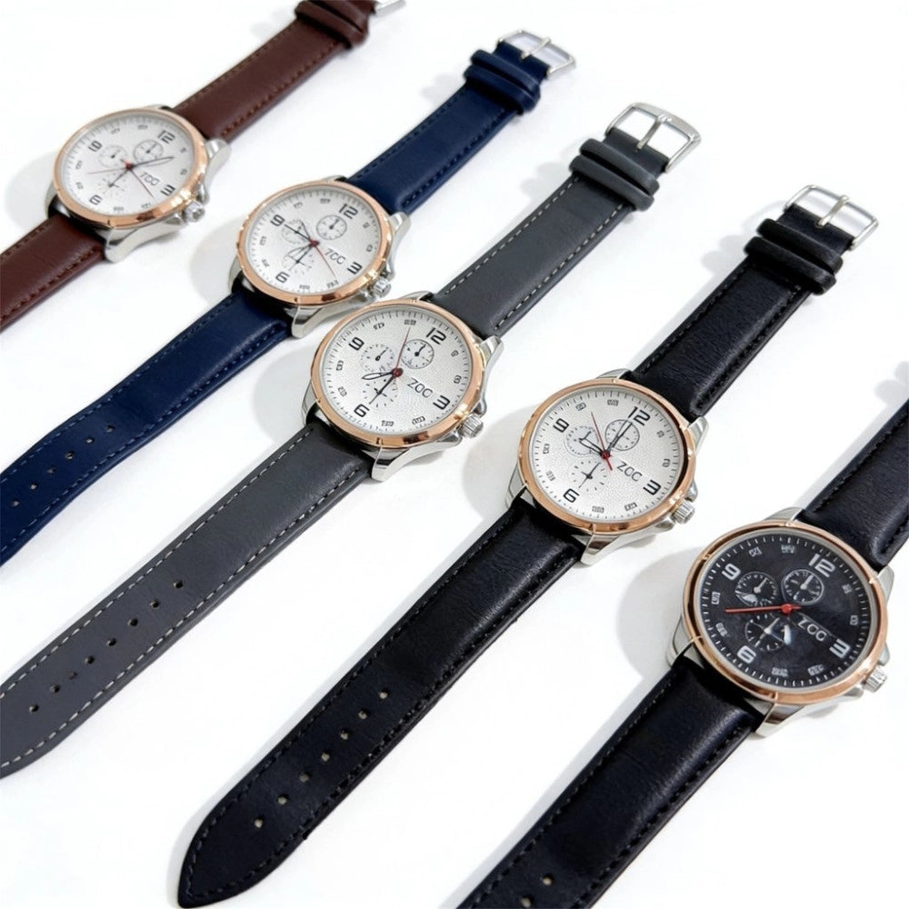 Trade Shop - Orologio Cronografo Elegante 44 Mm Impermeabile Con Cinturino Effetto Pelle -