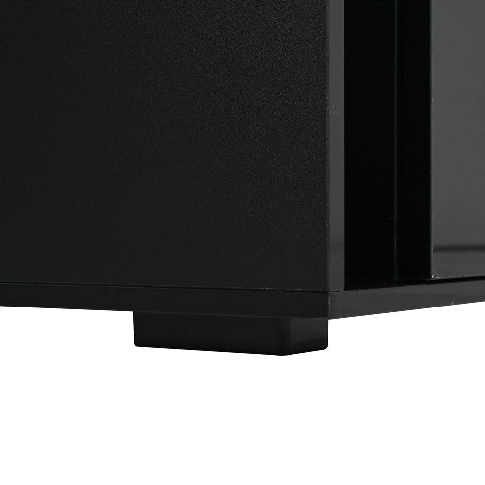 Tavolino da Caff¨¨ con LED e Cassetti ¨C MINIMAL ¨C Vetro Temperato, Nero, 70x70x35