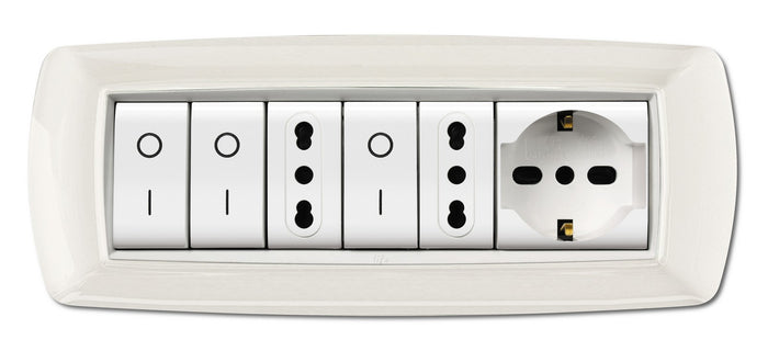 placca life modello living pl. bianca 7 posti cornice bianca cod:ferx.98403