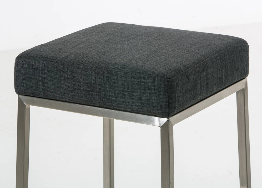 Set 2 sgabelli bar Montreal in tessuto grigio scuro,acciaio inossidabile