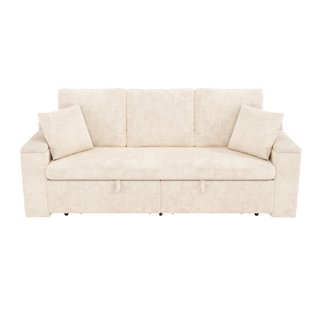 Divano 3 posti trasformabile con letto estraibile 210;5x192 cm; chenille beige