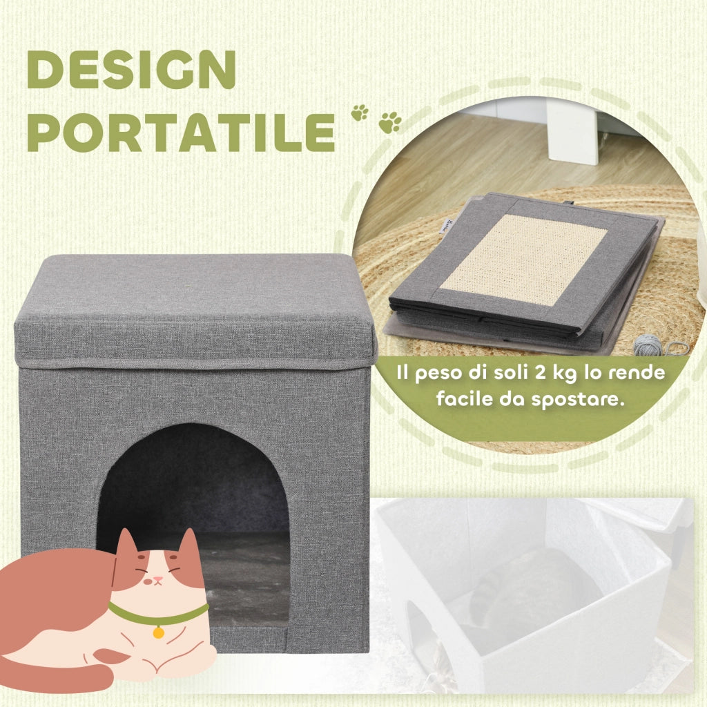 Casetta per Gatti Pieghevole a Cubo ¨C zephmum ¨C Grigio 36.5x36.5x36.5 cm