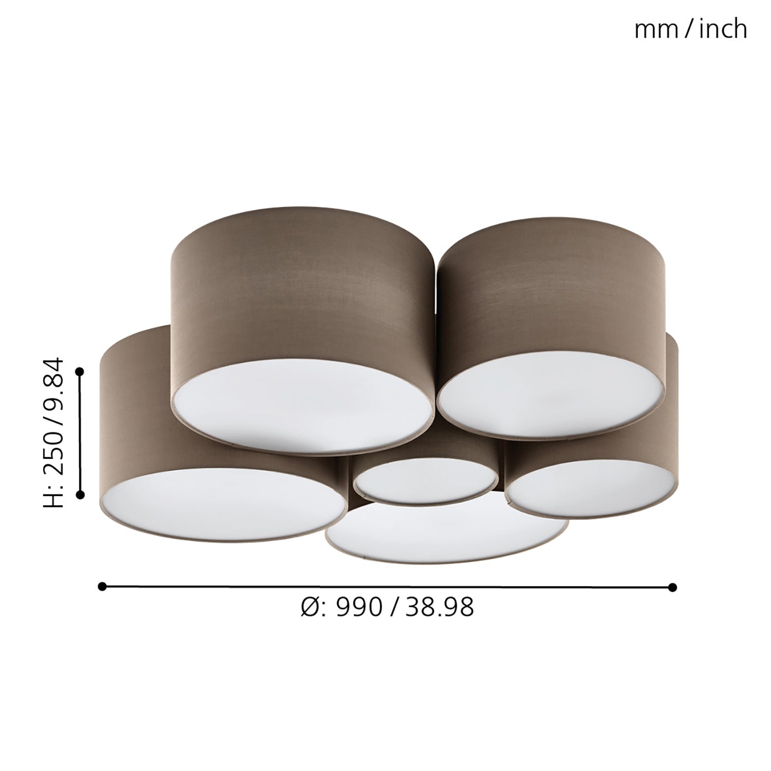 Plafoniera Contemporanea Pastore 1 Acciaio Bianco 6 Luci E27