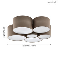 Plafoniera Contemporanea Pastore 1 Acciaio Bianco 6 Luci E27