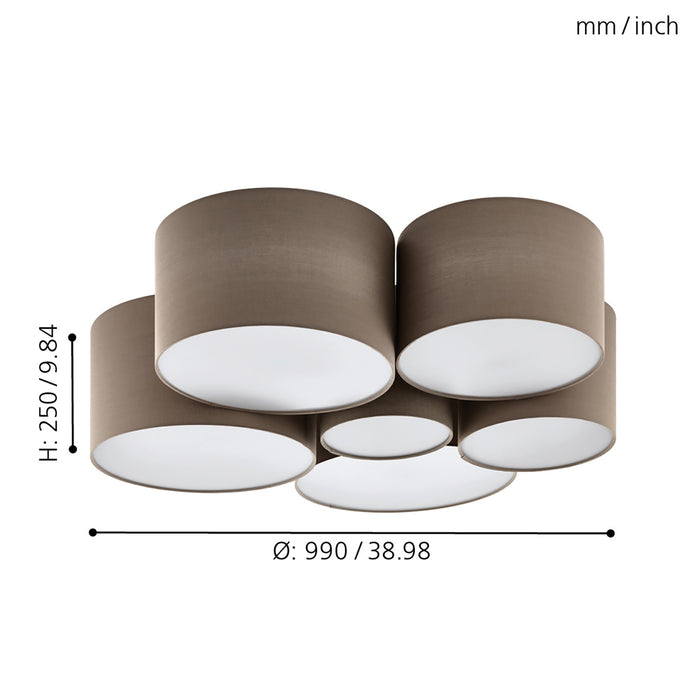 Plafoniera Contemporanea Pastore 1 Acciaio Bianco 6 Luci E27