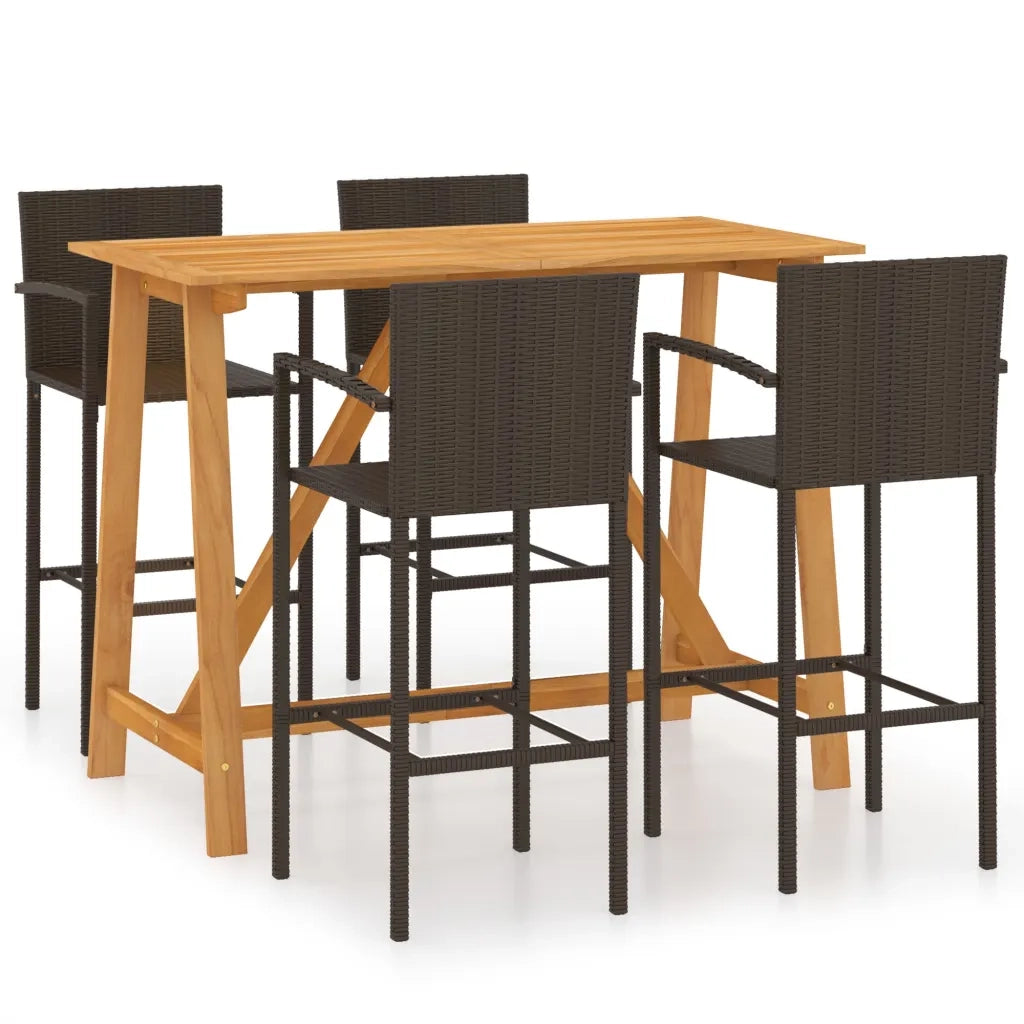Set Bar da Giardino 5 pz | Set Salotto da Giardino Marrone
