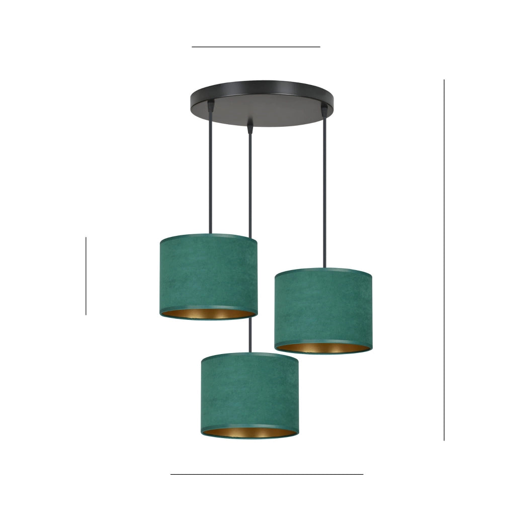 Emibig lampadario Hilde Premium 3 luci E27 verde nero oro
