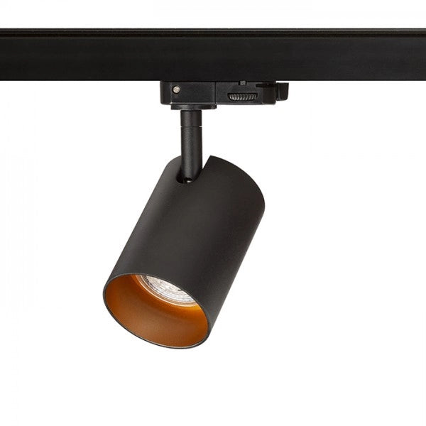 Faretto cilindrico CONNOR per binario trifase nero/oro  230V LED GU10 10W