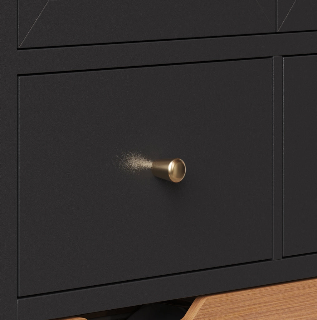 Credenza da cucina nera 80x40x140 cm con 5 cassetti