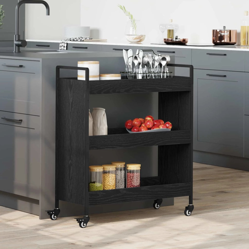 Carrello da Cucina Rovere Nero 70 x 30 x 82 cm 879626