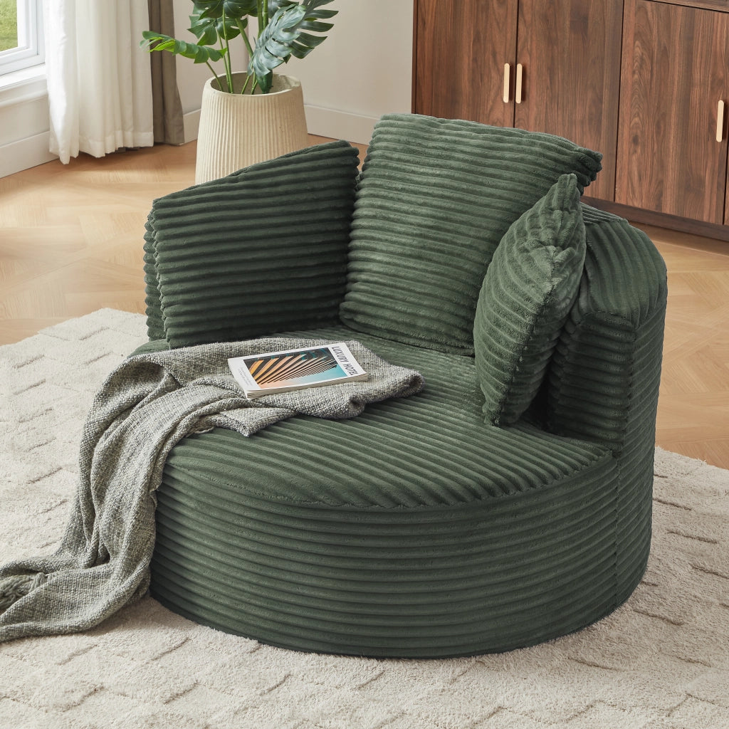 POLTRONA rotonda in corduroy verde 35 x 35 x 123 cm