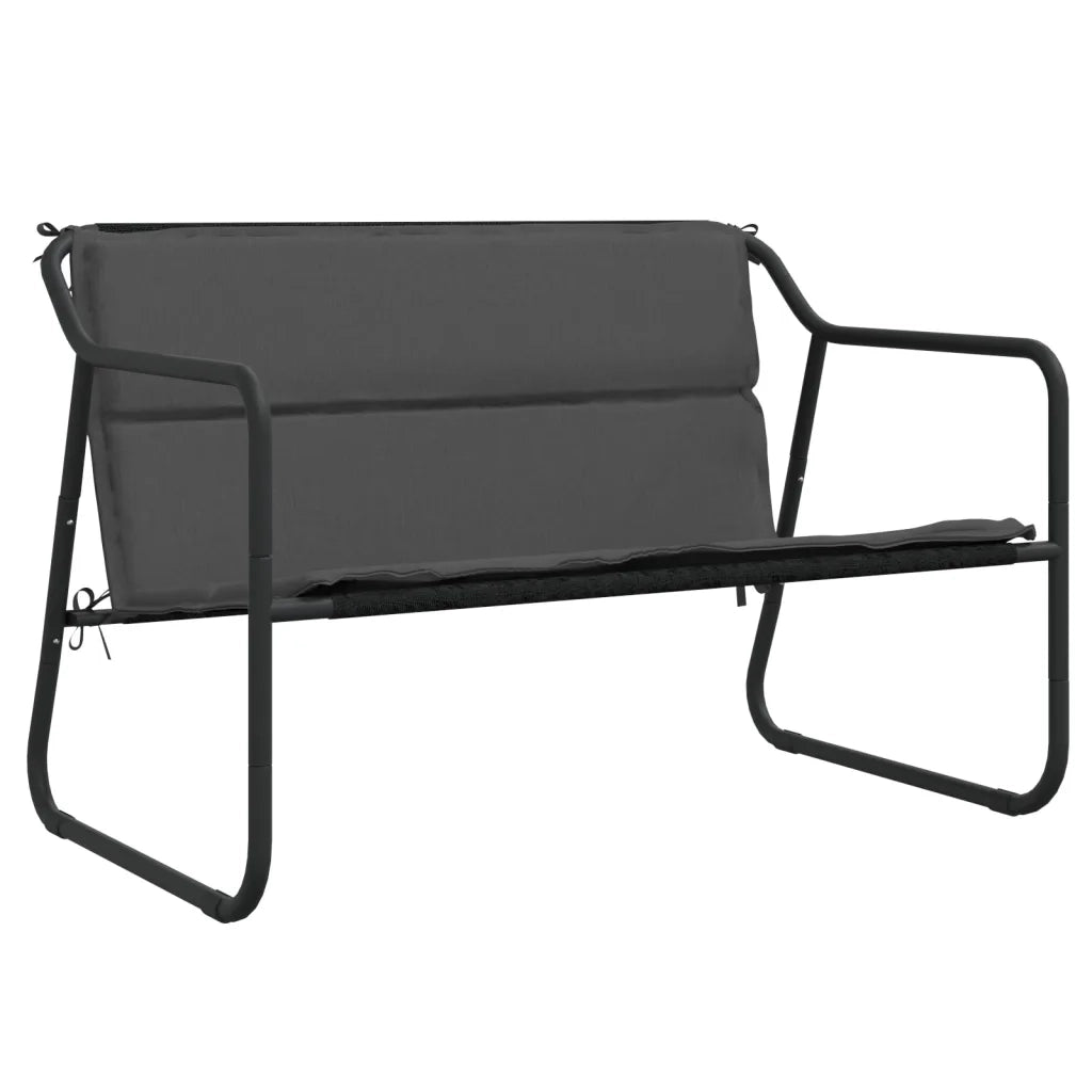 Panca da Giardino 2 Posti con Cuscino Antracite in Acciaio 364106