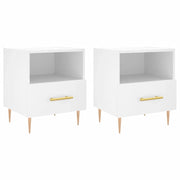 Set di 2 Comodini | Armadio da Notte | Mobiletto da notte Bianchi 40x35x47,5 cm in Legno Multistrato