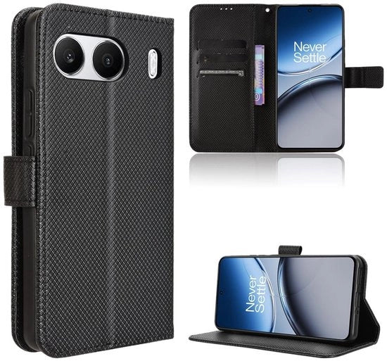 Portafoglio Premium con Portamonete - Resistenze a Urto - Fibra di Carbonio - Portafoglio con Chiusura a Scatto - Compatibile con OnePlus Nord 4 - Protezione per Smartphone