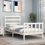 Letto senza Materasso-Struttura Letto Bianco 90x190 cm in Legno Massello Pino 479063