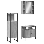 Set Mobili da Bagno | Armadio da bagno 3 pz Grigio Sonoma in Legno Multistrato