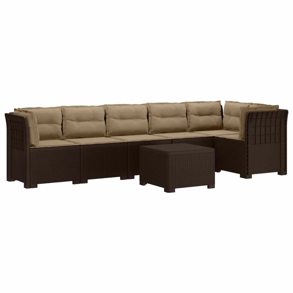 Divano da Giardino 6 Posti con Cuscini Aspetto Rattan PP 3444128