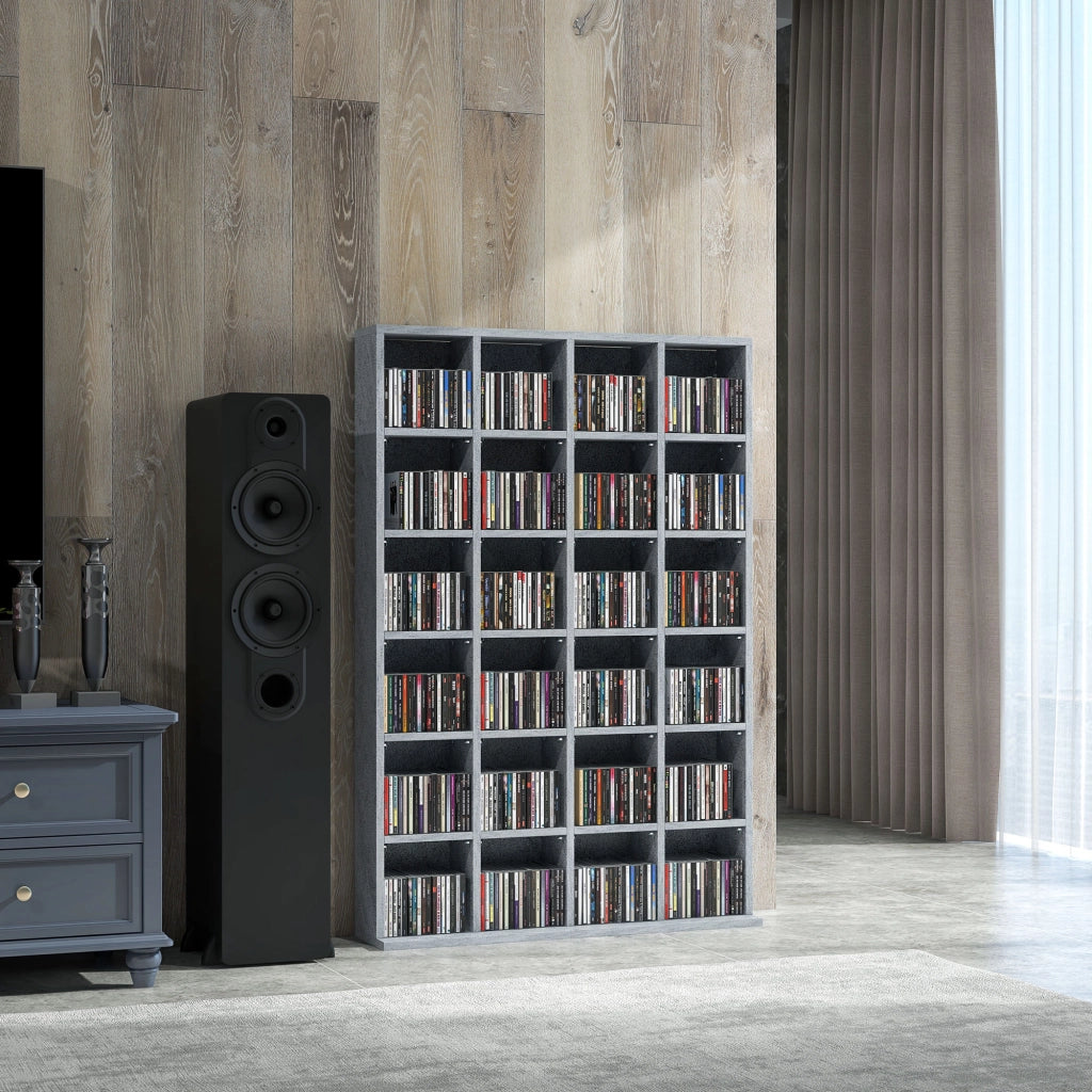 Libreria Multimediale in Legno con Ripiani Regolabili ¨C Minimal ¨C Grigio 89x130,5 cm