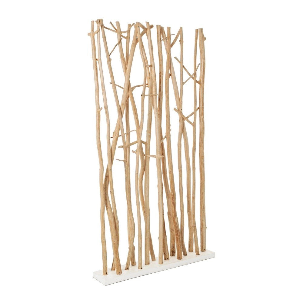 Paravento in Legno Mungur Naturale con Rami Decorativi - INGRID