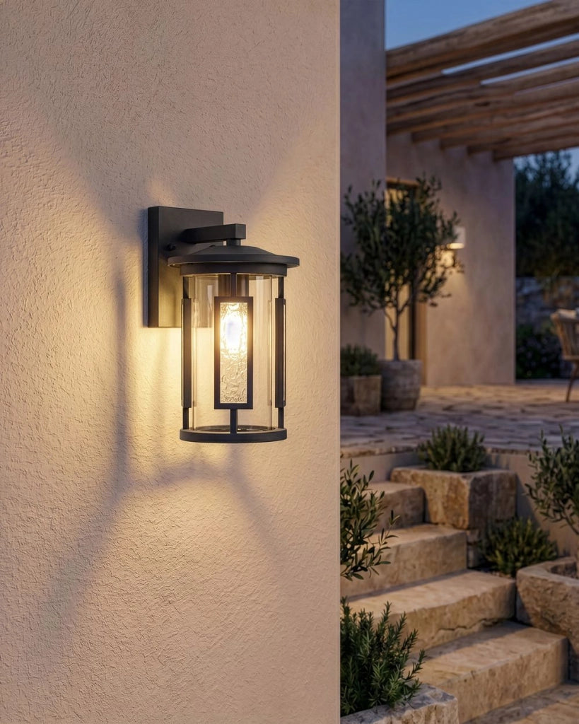 Set di 2 Applique da Esterno in Metallo Nero Stile Tradizionale per Ingresso e Portico