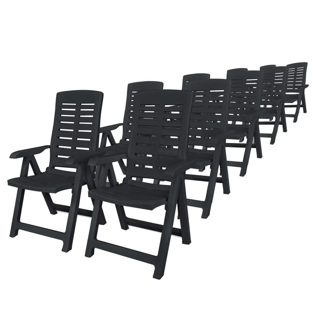 Set da pranzo da giardino per esterni in plastica antracite da 11 pezzi 02_0013571