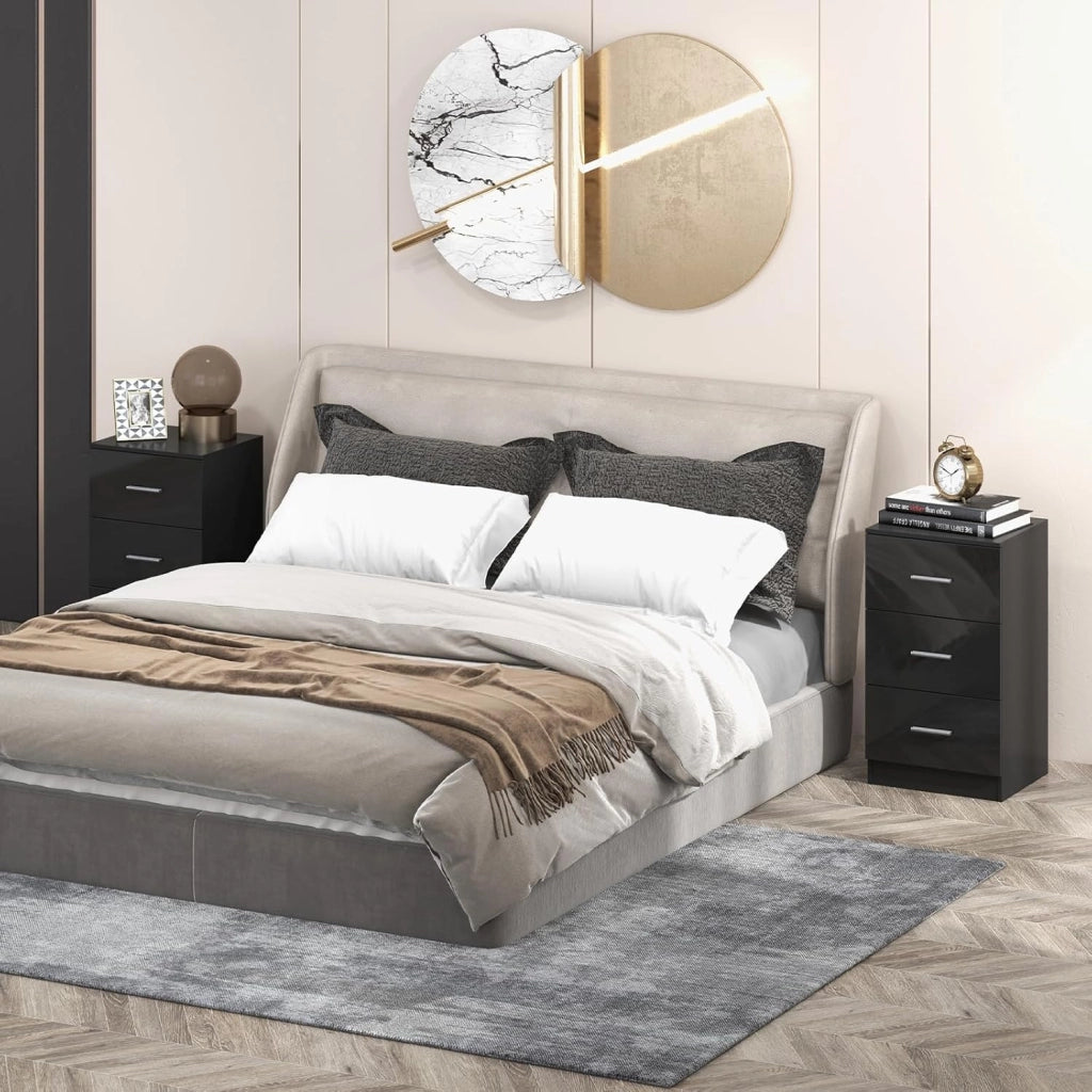 Comodino Camera, con 3 Cassetti, Armadietto Laterale, Mobiletto Fianco Letto, per Ufficio/Soggiorno/Studio, Carico di 55 kg, 37x 34x 66,5 cm, 2 Colori