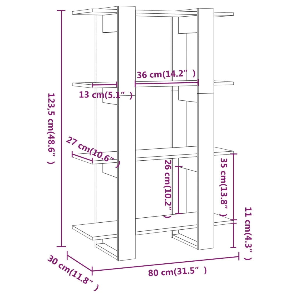 Libreria/Divisorio Rovere Fumo 80x30x123,5 cm cod mxl 6418