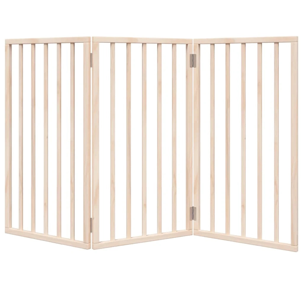 Cancelletto di sicurezza pieghevole per cani a 3 pannelli 150 cm legno di pioppo marrone 02_0023078