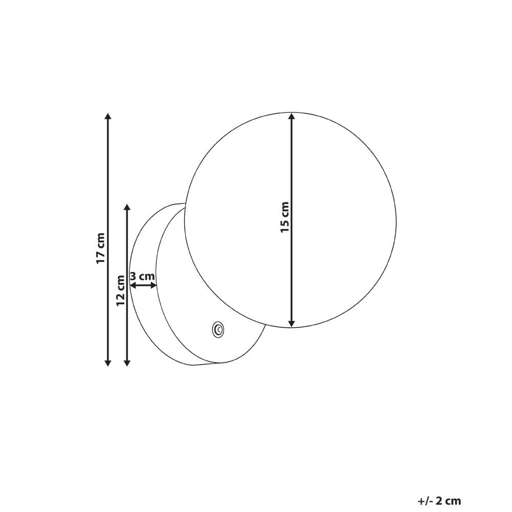 Lampada da parete a LED con paralume rotondo in vetro a forma di globo e base in metallo, con dimmer, bianca