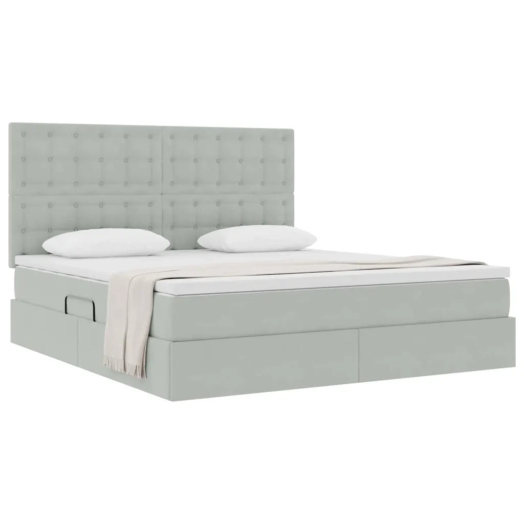 Letto con contenitore e materasso Grigio chiaro 180 x 200 cm