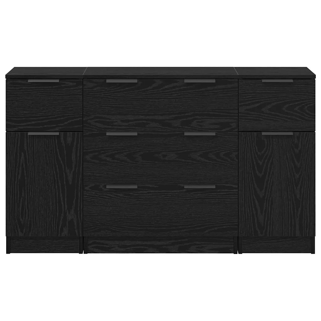Credenza con cassetto 3 pcs Rovere Nero Legno multistrato 3332538