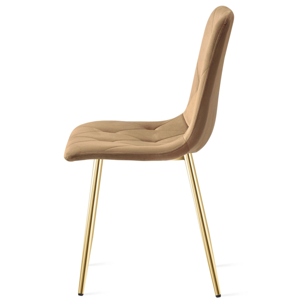 Sedia Libra in Velluto Marrone e Gambe Oro