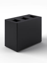 Pattumiera a 3 Scomparti Totale 135 L 84x44x63 cm con Contenitori Interni in Acciaio Verniciato Nero
