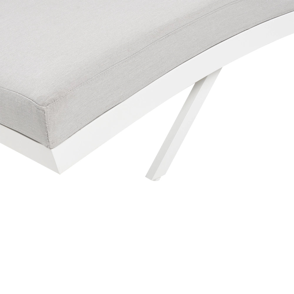 Set di 2 lettini da giardino Tessuto grigio chiaro Telaio in alluminio bianco Schienale reclinabile regolabile Imbottito Stile moderno