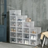 Mobile Scarpiera Rettangolare in Plastica PP, 18 Box 25x35x19 cm per Scarpe max 43 EU, Vestiti e Libri