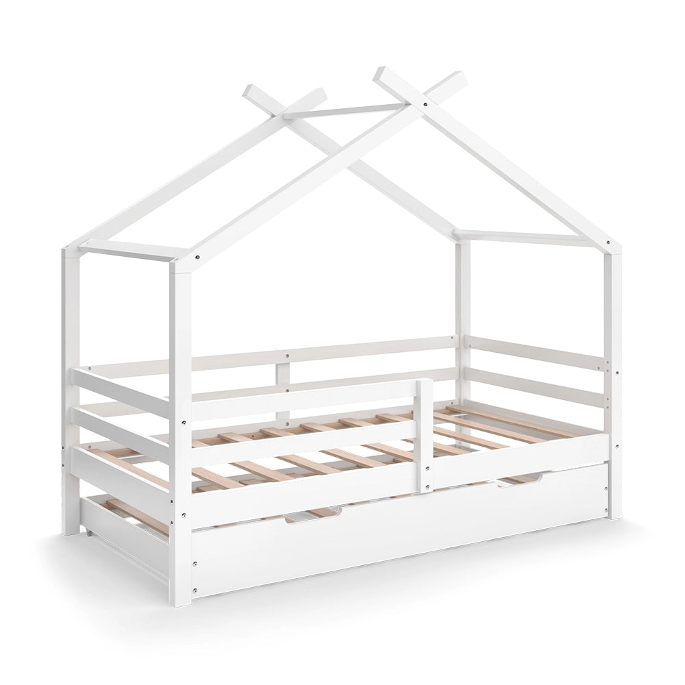 Vitalispa Letto montessori bambini Bianco 160 x 80 cm con letto ospite estraibile