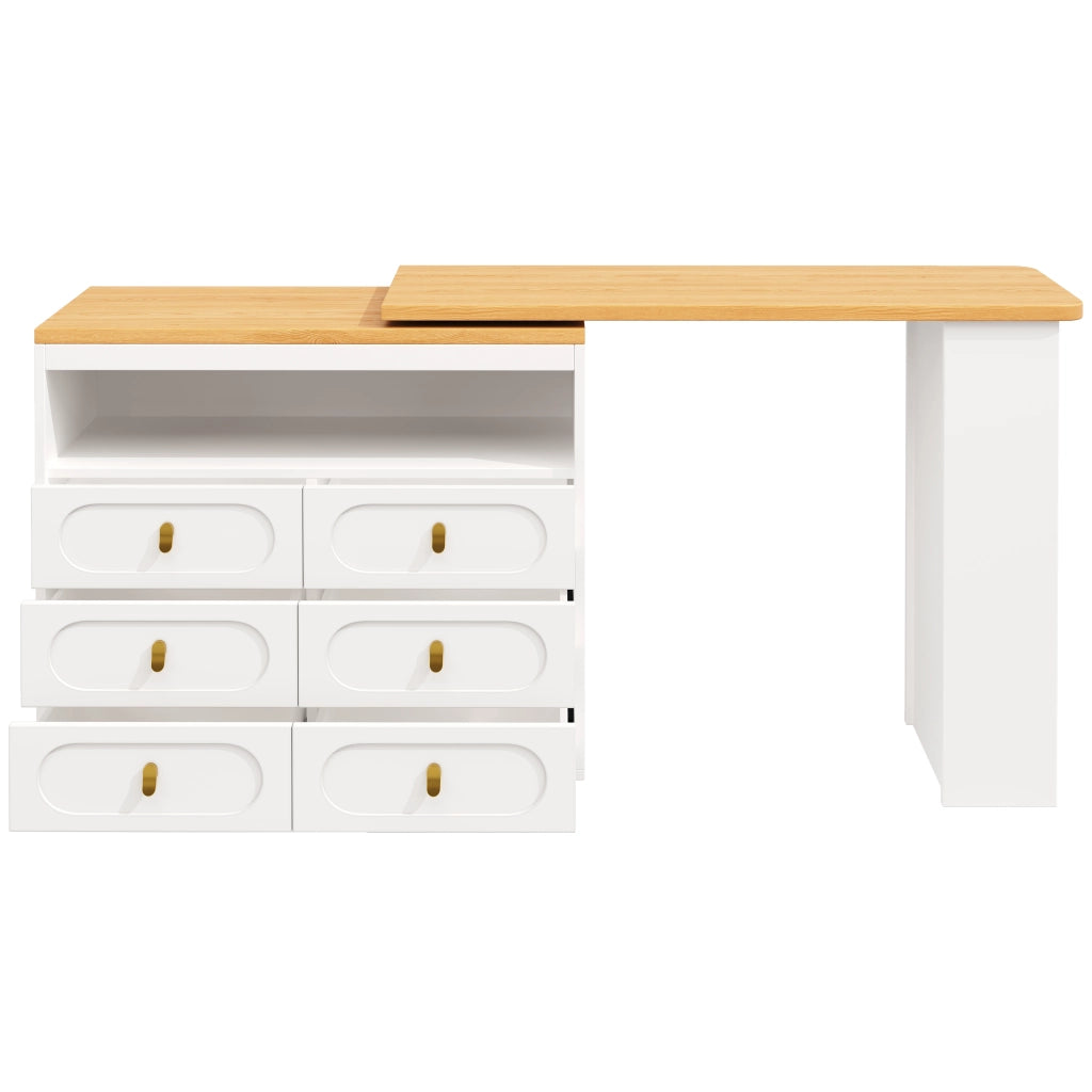 Tavolo Bar Allungabile con Cassetti e Ruote ¨C MINIMAL ¨C Bianco, 138-203 cm