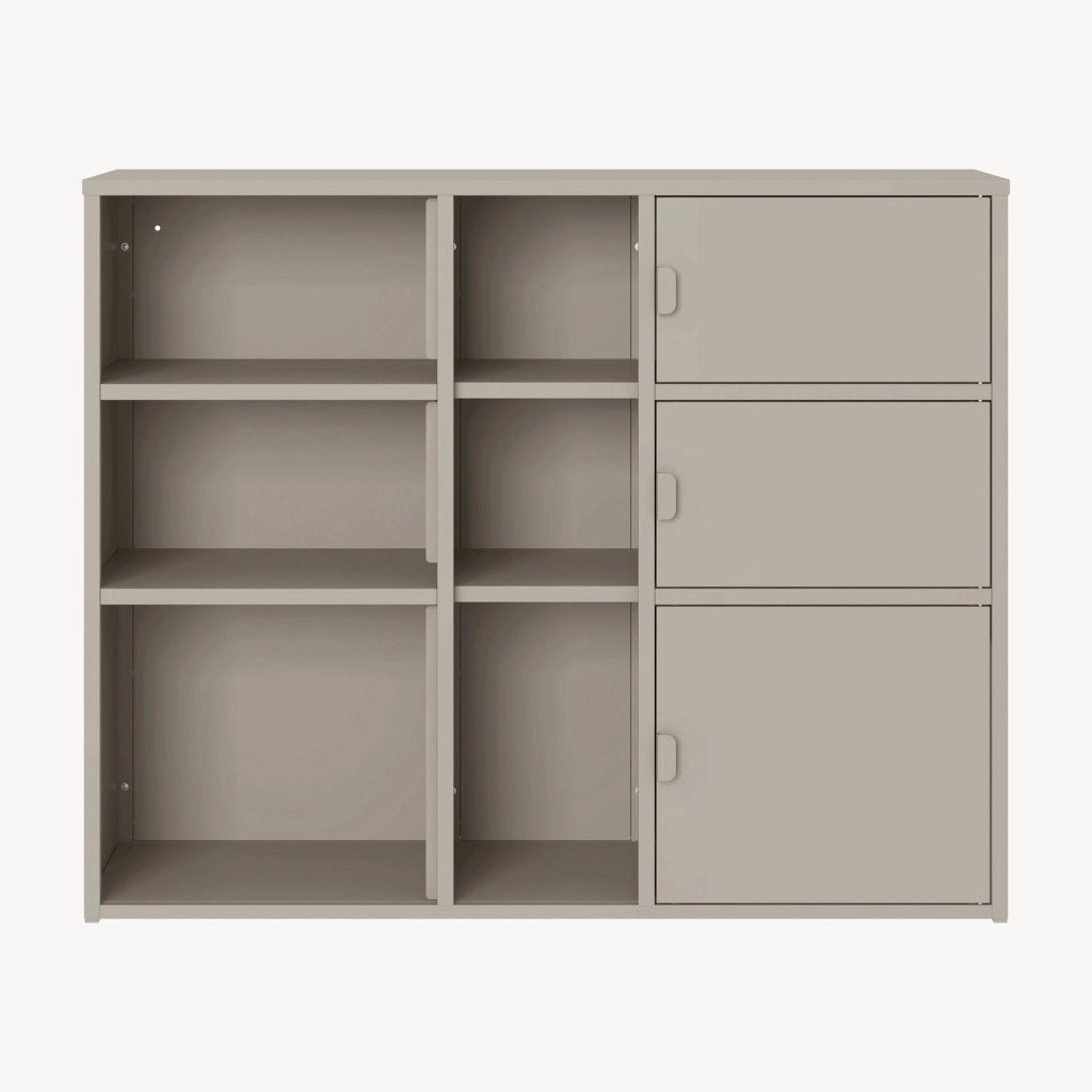 Mobile Contenitore da Ufficio Kliri in Acciaio con 6 Vani Aperti e 3 Ante 100 x 32 x 81 cm - Color Cammello [en.casa]