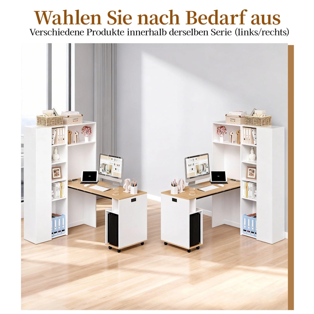SCRIVANIA pieghevole 104,5x30,5x160 cm bianco MDF con libreria, presa EU e USB
