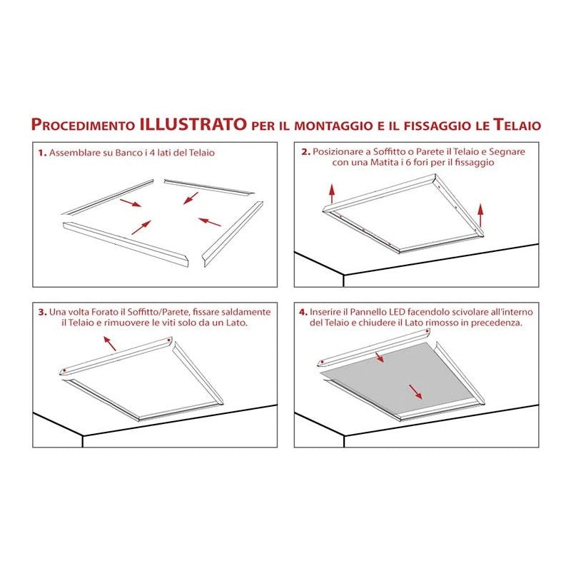 Struttura Telaio Supporto Montaggio Pannello Led 120X60cm