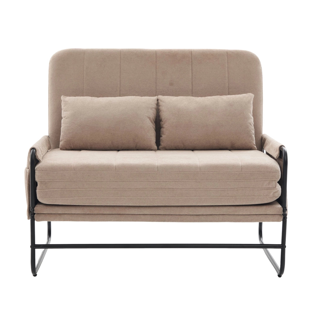 Divano letto 2 posti 104x85x92 cm trasformabile in letto in chenille khaki