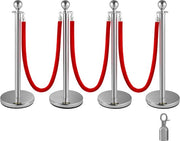 Lampada da Terra - Argento 4 pezzi - Con Cavo Rosso - Lampada da Terra - Argento / Rosso - Lampade da Guardia - 1,5M - Lampade da Fissaggio - Resistenti al Tempo