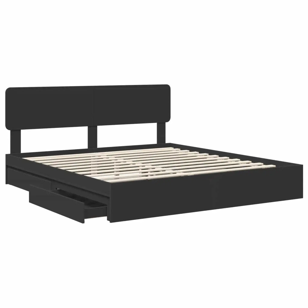 Letto con Contenitore Nero 200 x 200 cm Legno multistrato 3412242