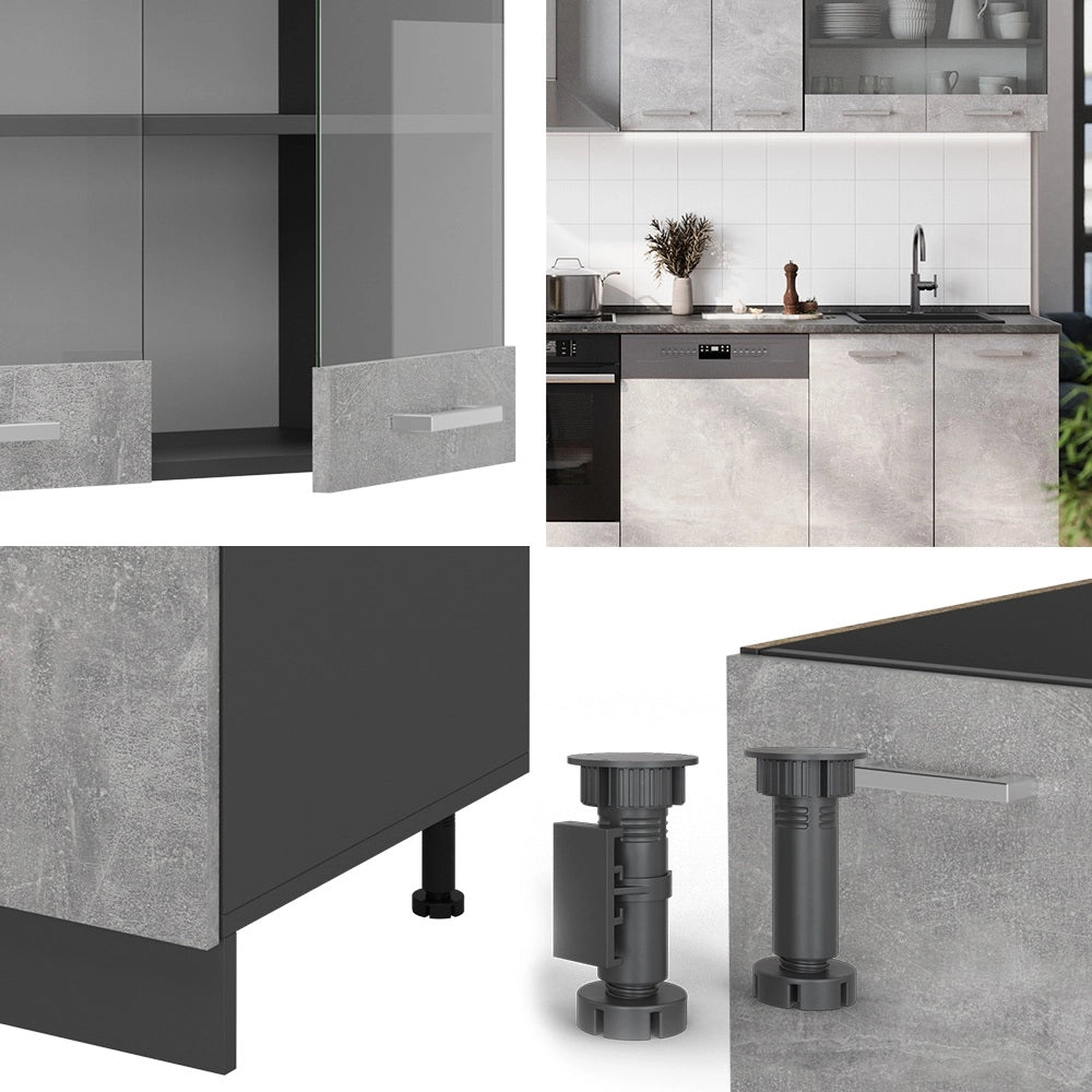 Vicco Cucina componibile Calcestruzzo/antracite 300 cm , PL Rovere