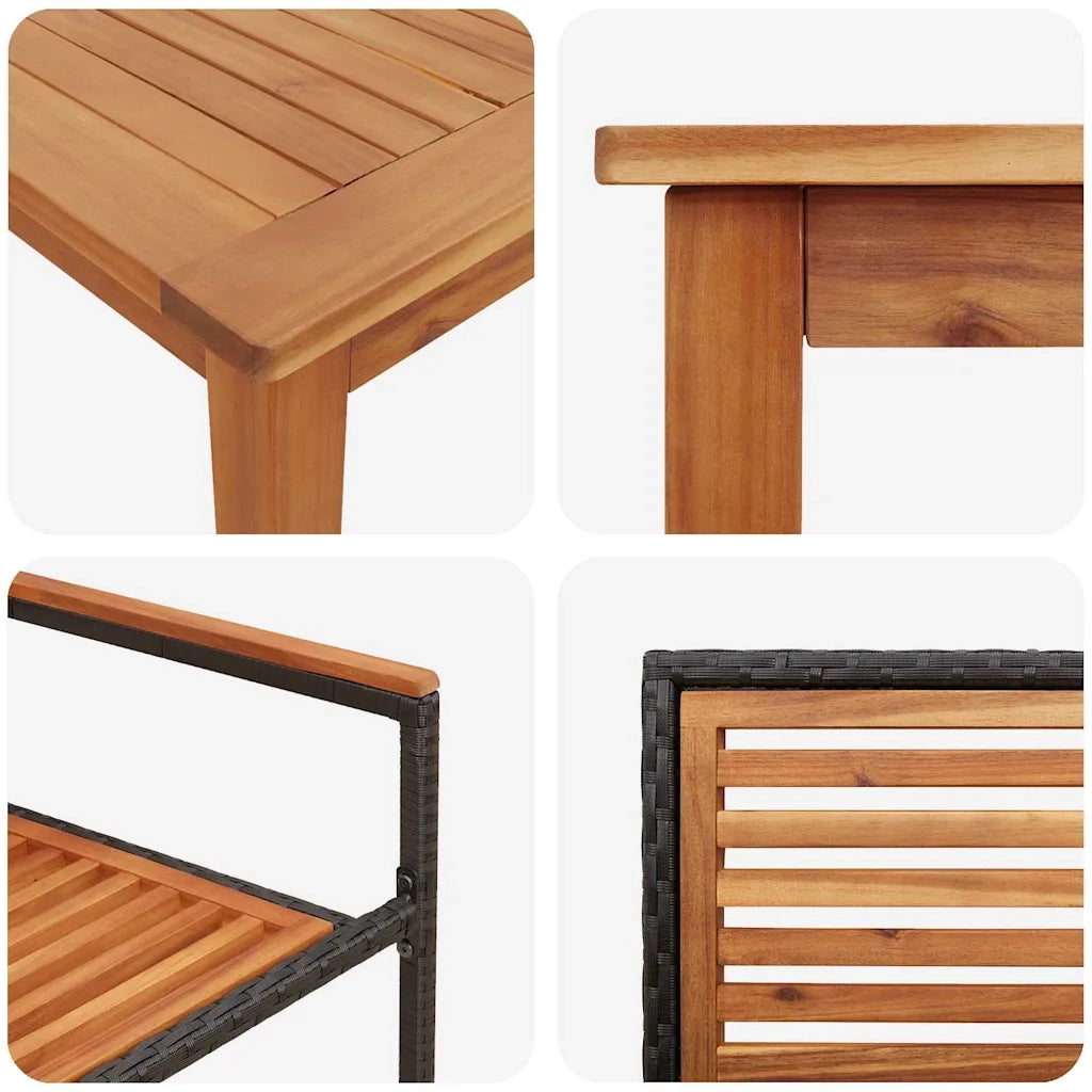 Set da Pranzo per Giardino 7 pcs Nero Legno di Acacia Massello 3365541