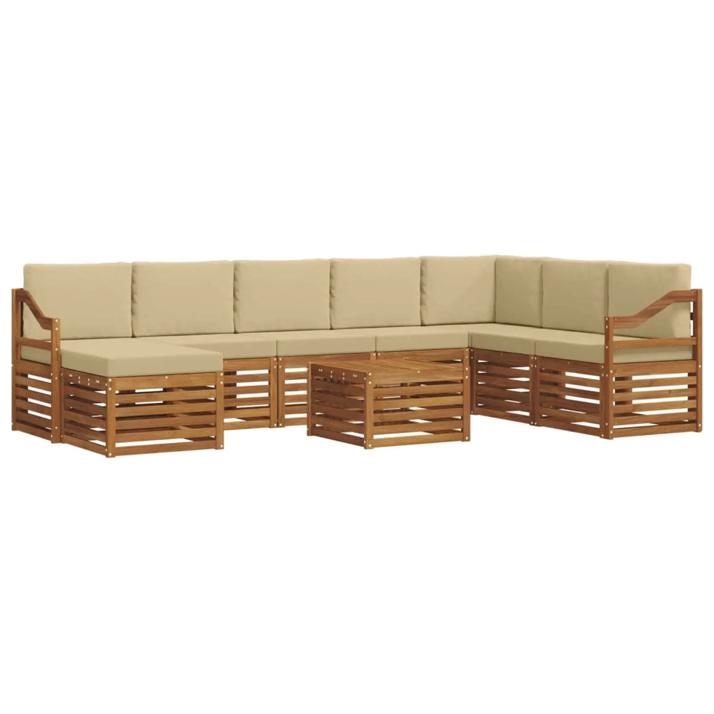 Set di divani da esterno con cuscino 9 pcs Naturale e Beige