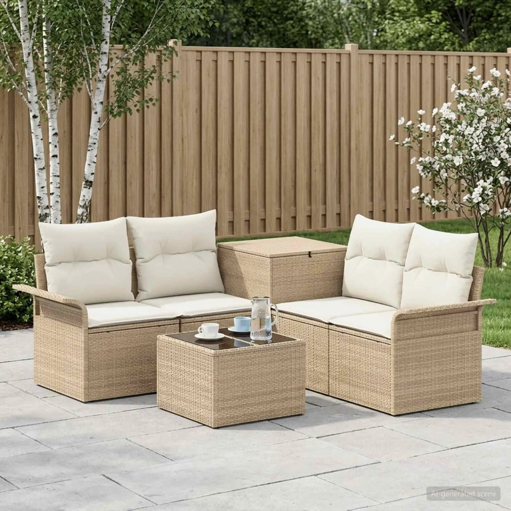 Set di divani 6 pz 4-Numero di posti Beige e Bianco Crema 3447090